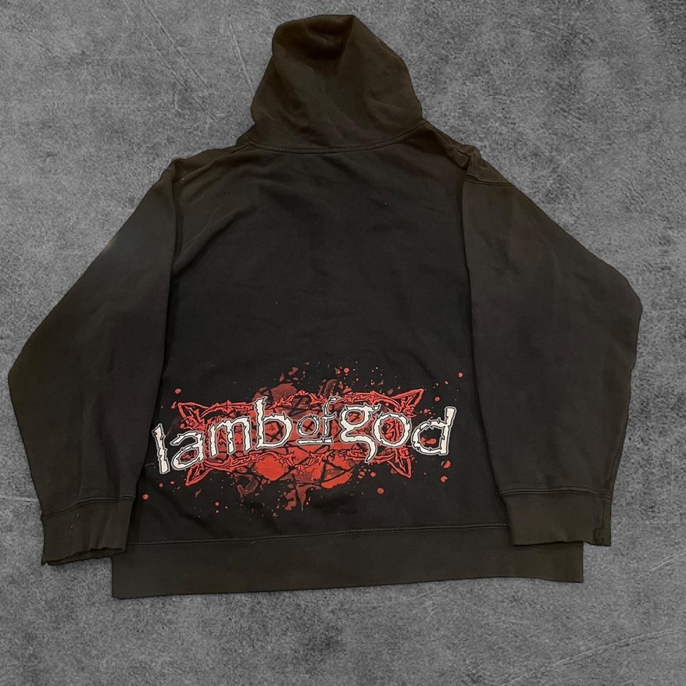 Lamb of God "Dead Seeds" Zip-Up Hoodie (2009) Distressed Band Y2K Large - Picture 3 of 7